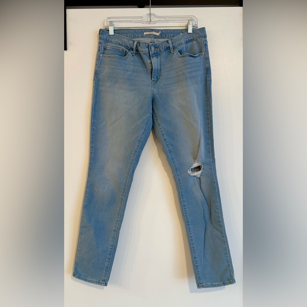 Levi's Light Blue Ripped 711 Skinny Jeans